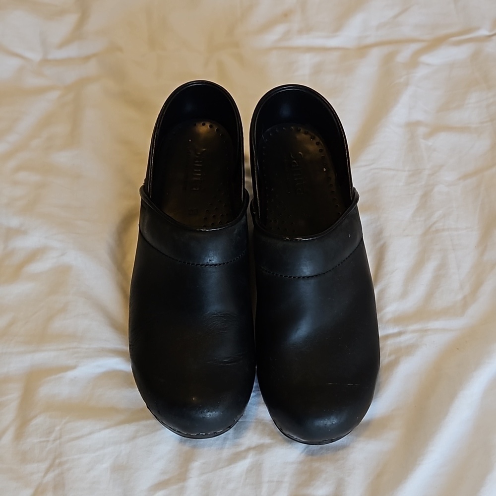 Matte Black Sanita The Orginal Danish Clogs Size 38